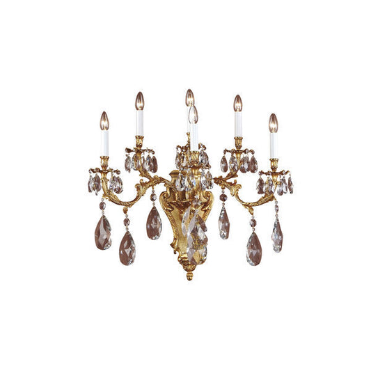 Stunning Five-Arm Crystal Wall Sconce with Gold Finish