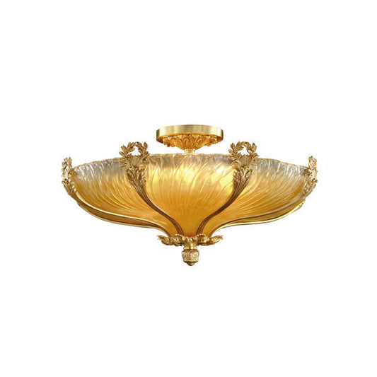 Elegant Gold and Frosted Glass Flush Mount Ceiling Light