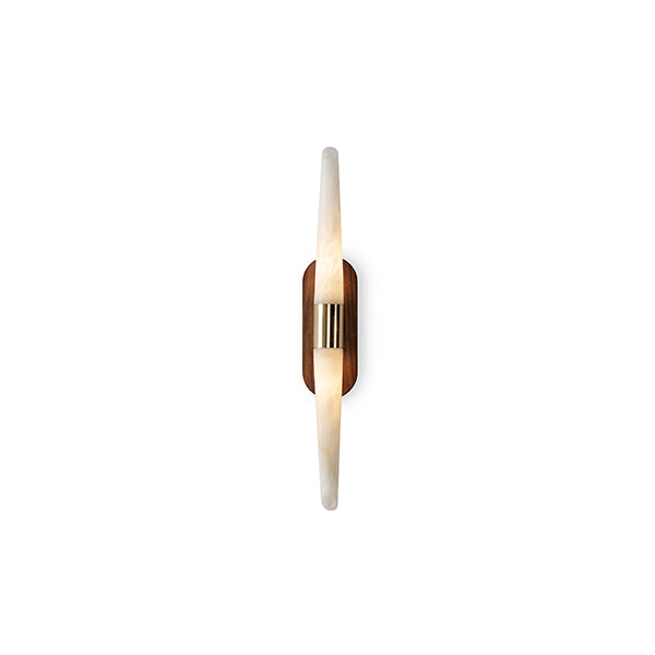 Elegant Alabaster and Walnut Wall Sconce