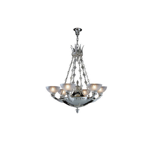 Stylish Crystal Chandelier with Frosted Glass Bowls