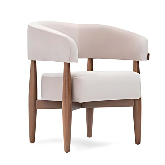 Chic Comfort: The Blush Upholstered Accent Chair with Wooden Legs