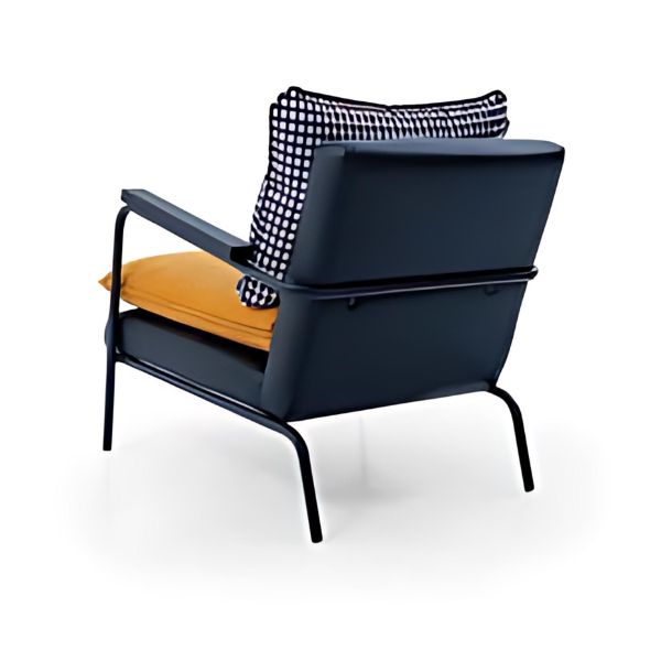 Bold Fusion: The Black Upholstered Accent Chair with Colorful Cushions