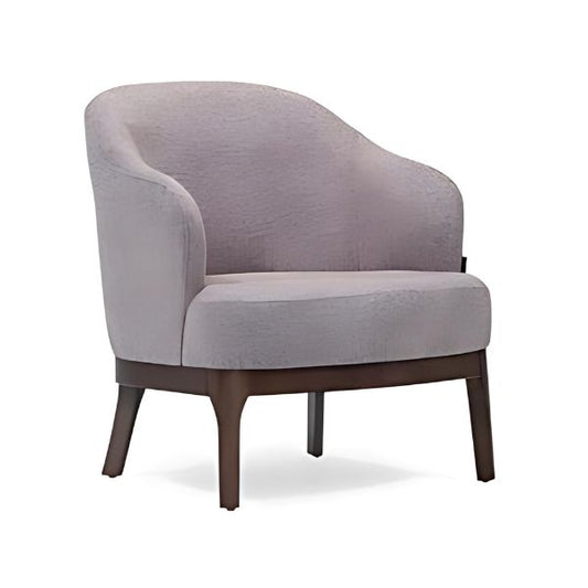 Timeless Comfort: The Light Gray Upholstered Accent Chair with Wooden Base