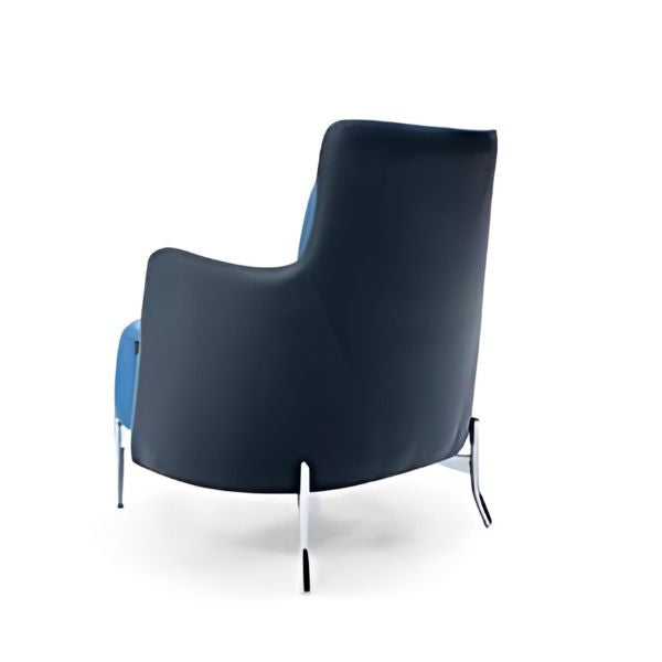 Bold Style: The Blue and Black Upholstered Accent Chair with Chrome Legs