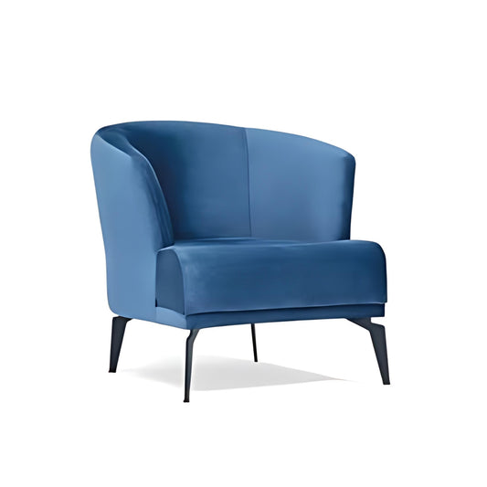 Contemporary Flair: The Velvet Blue Accent Chair with Metal Legs