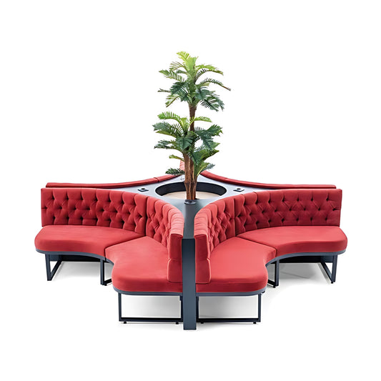 Bold and Inviting: The Star-Shaped Lounge Seating in Vibrant Red