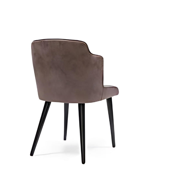 Chic Brown Upholstered Armchair with Black Legs: A Stylish Blend of Comfort and Modern Design