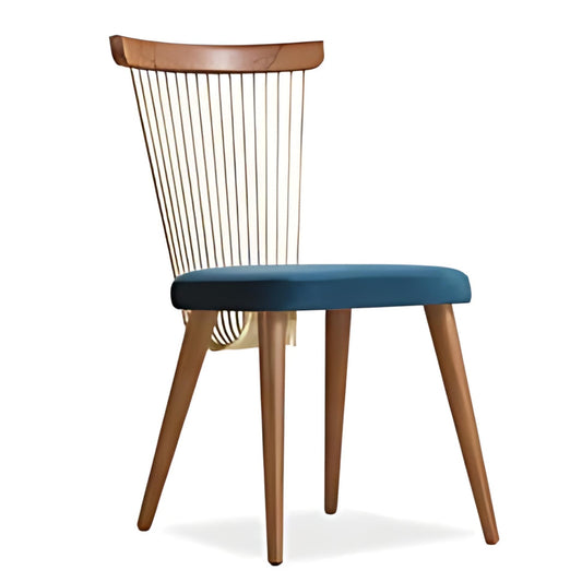 Contemporary Blue Upholstered Chair with Wooden and Gold Accents: A Stylish Fusion of Comfort and Design