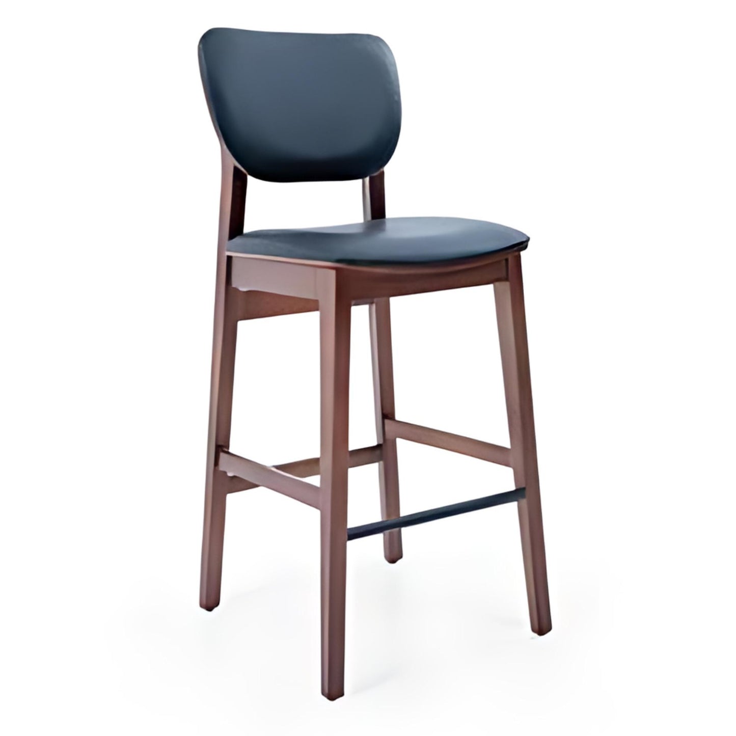 Classic Comfort: The Black Leather Bar Stool with Wooden Frame