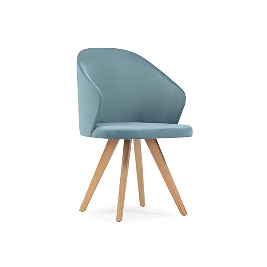 Stylish Light Blue Upholstered Armchair with Wooden Legs: A Fresh Blend of Comfort and Modern Design