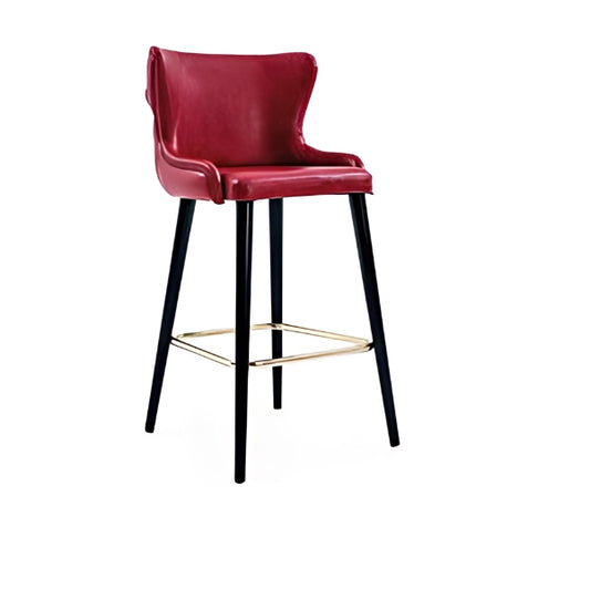 Bold Elegance: The Red Upholstered Bar Stool with Gold Accents