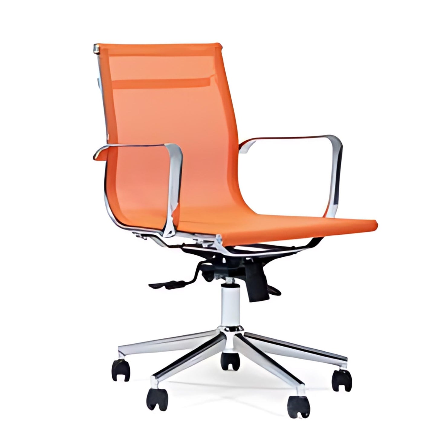 Vibrant Innovation: The Orange Mesh Executive Office Chair with Chrome Accents