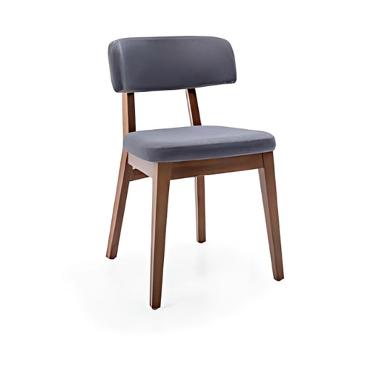 Contemporary Gray Upholstered Dining Chair with Rich Walnut Legs