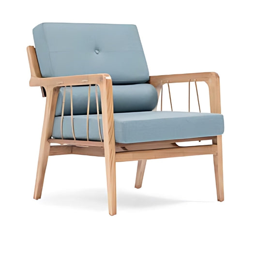 Coastal Chic: The Light Blue Upholstered Accent Chair with Wooden Frame