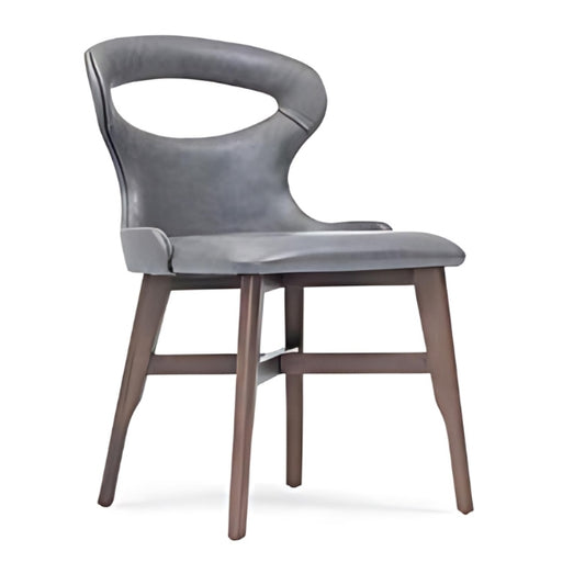 Contemporary Gray Upholstered Armchair with Wooden Legs