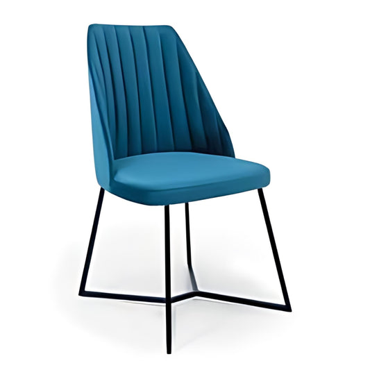 Stylish Teal Upholstered Dining Chair with Black Base: A Modern Touch of Elegance