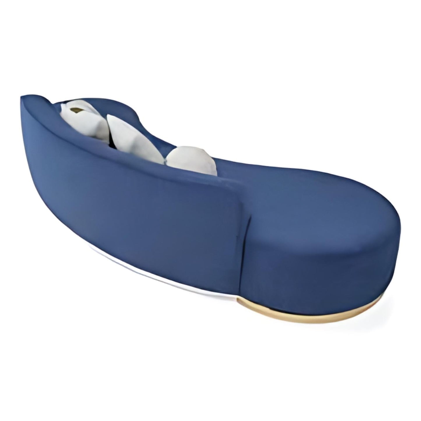 Bold Design: The Curved Blue Sofa with Gold Accents