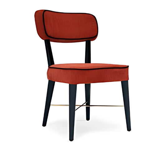 Stylish Red Upholstered Armchair with Black Legs