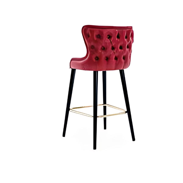 Bold Elegance: The Red Upholstered Bar Stool with Gold Accents