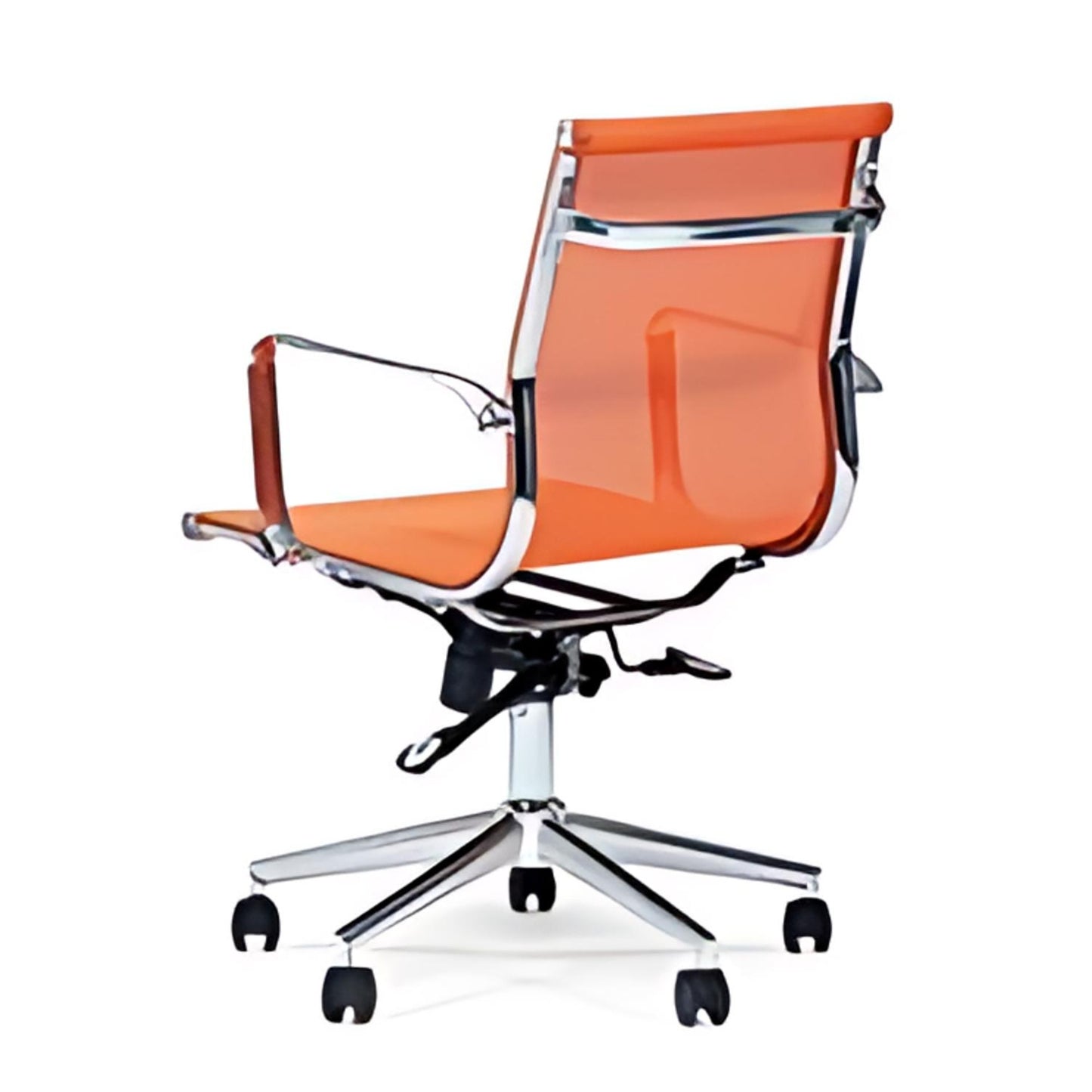 Vibrant Innovation: The Orange Mesh Executive Office Chair with Chrome Accents