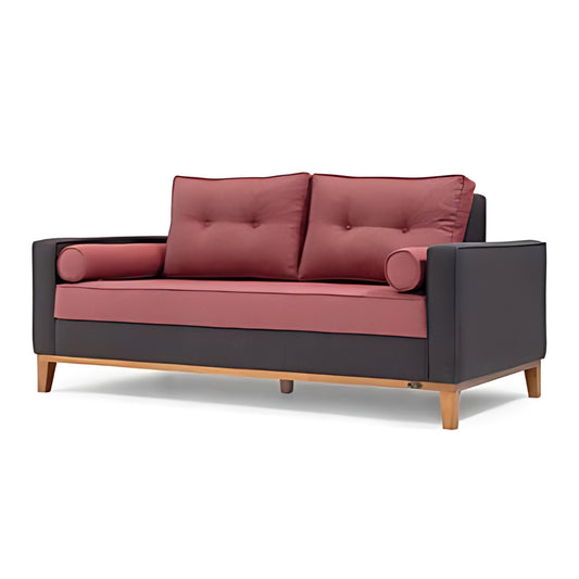 Stylish Contrast: The Two-Tone Sofa with Burgundy and Charcoal Upholstery