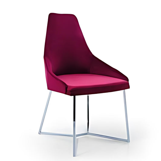 Bold Fuchsia Upholstered Dining Chair with Chrome Legs: A Pop of Color and Modern Elegance