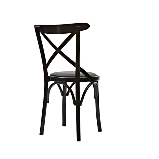 Classic Black Cross-Back Chair with Black Upholstered Seat