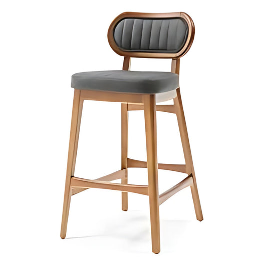 Stylish Elegance: The Gray Velvet Bar Stool with Wooden Frame