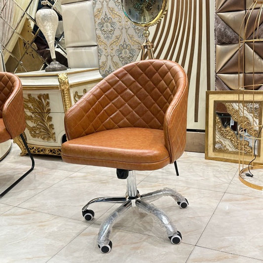 Brown Leather Accent Chairs with Metal Frame