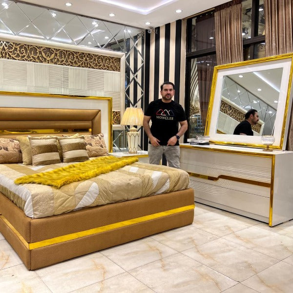 Luxury White and Gold Bedroom Set