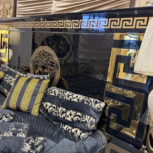 Sleek and Stylish Black and Gold Bedroom Set