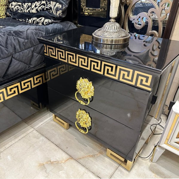 Sleek and Stylish Black and Gold Bedroom Set