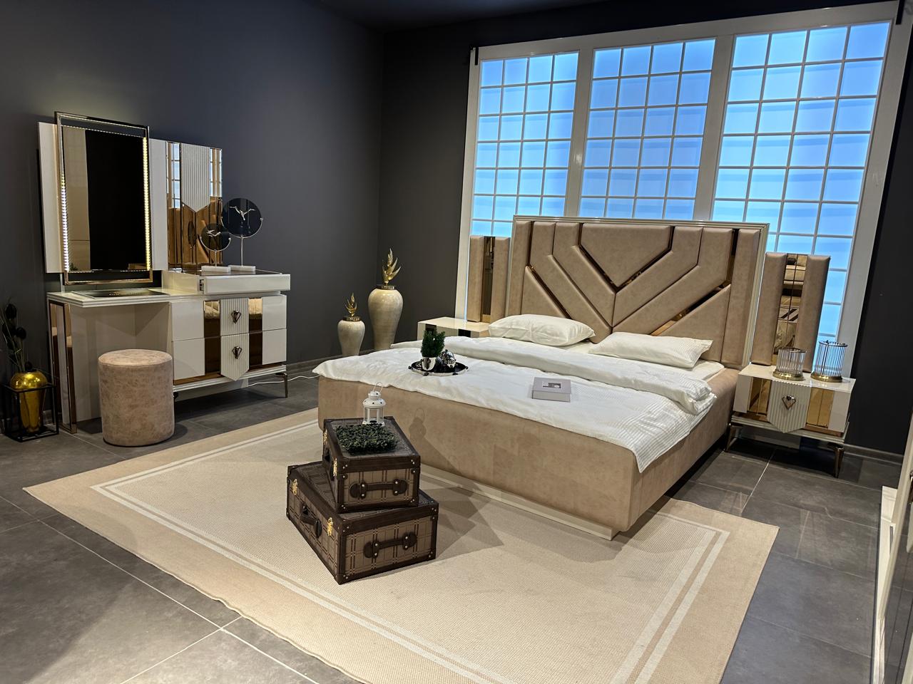 Luxury Geometric Bedroom Suite with Decor Accents