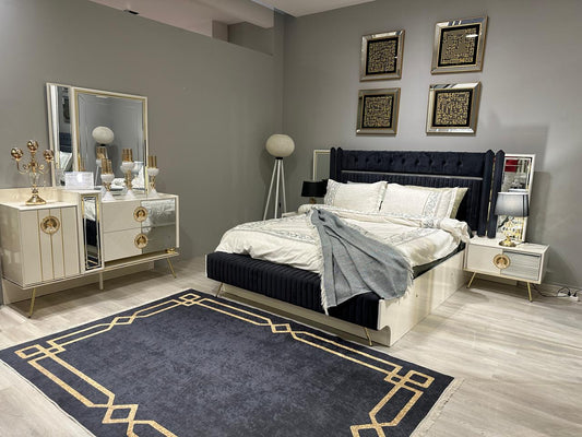 Elegant Modern Bedroom Suite with Geometric Accents