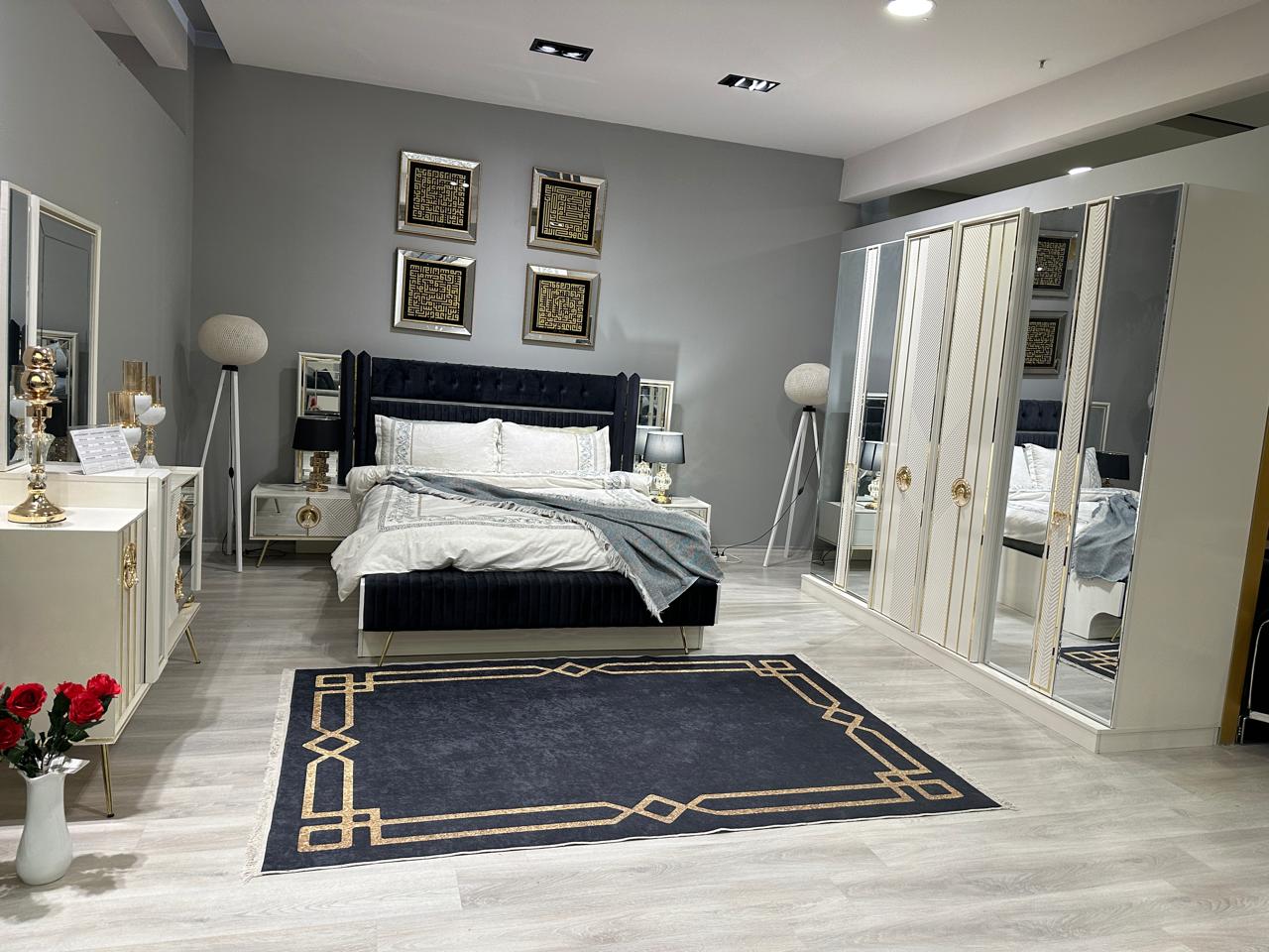 Elegant Modern Bedroom Suite with Geometric Accents