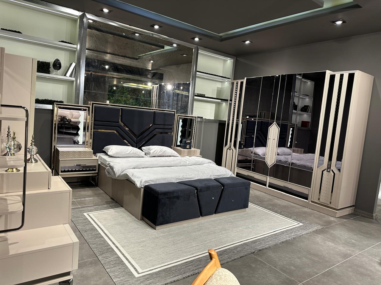 Futuristic Luxury Bedroom Collection with Geometric Features